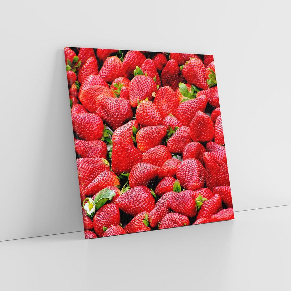 Obraz na płótnie 40x40 - Truskawki Czerwone Kropki Uczuć - truskawki, owoce