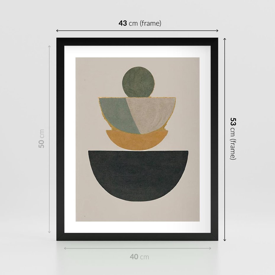 Plakat w ramie 40x50 - Podróżne Refleksyjne Odbicia - abstrakcyjny obraz, kolory ciepłe - rama czarna