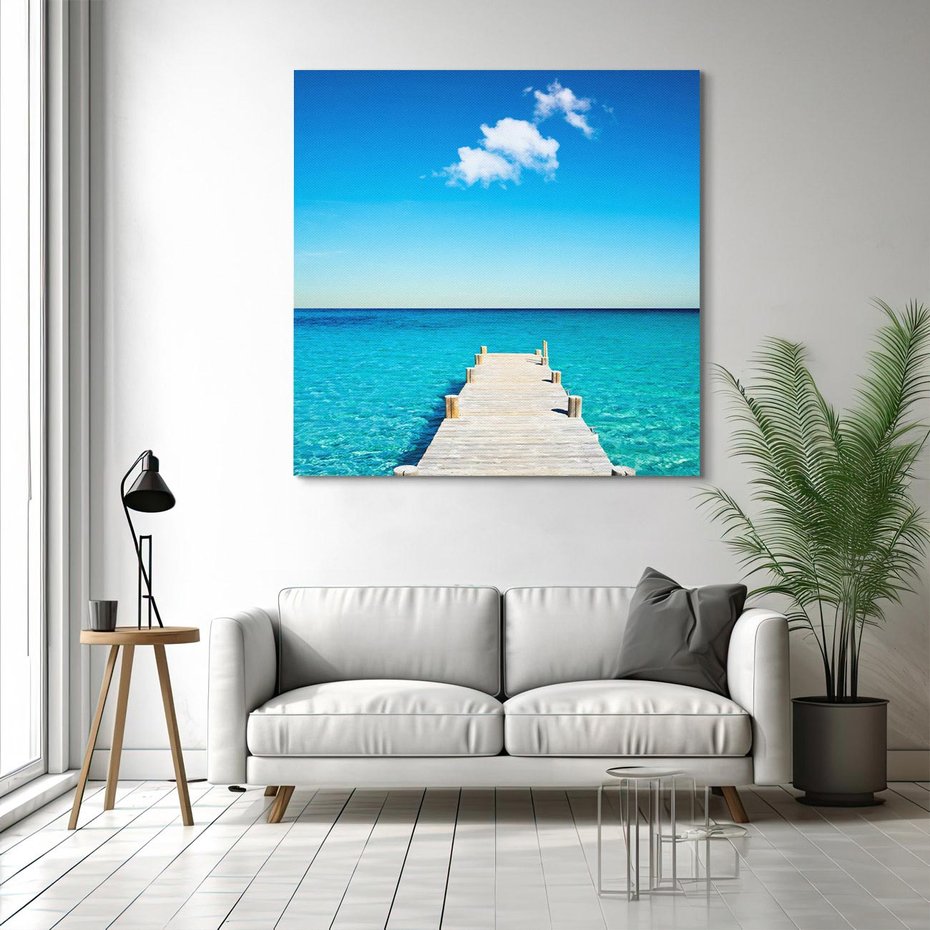 Obraz na płótnie 40x40 - Letnie Morskie Uczucie - morze, pomost