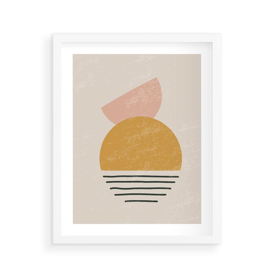 Plakat w ramie 40x50 - Krótka Forma - abstrakcyjna sztuka, boho kształty - rama biała