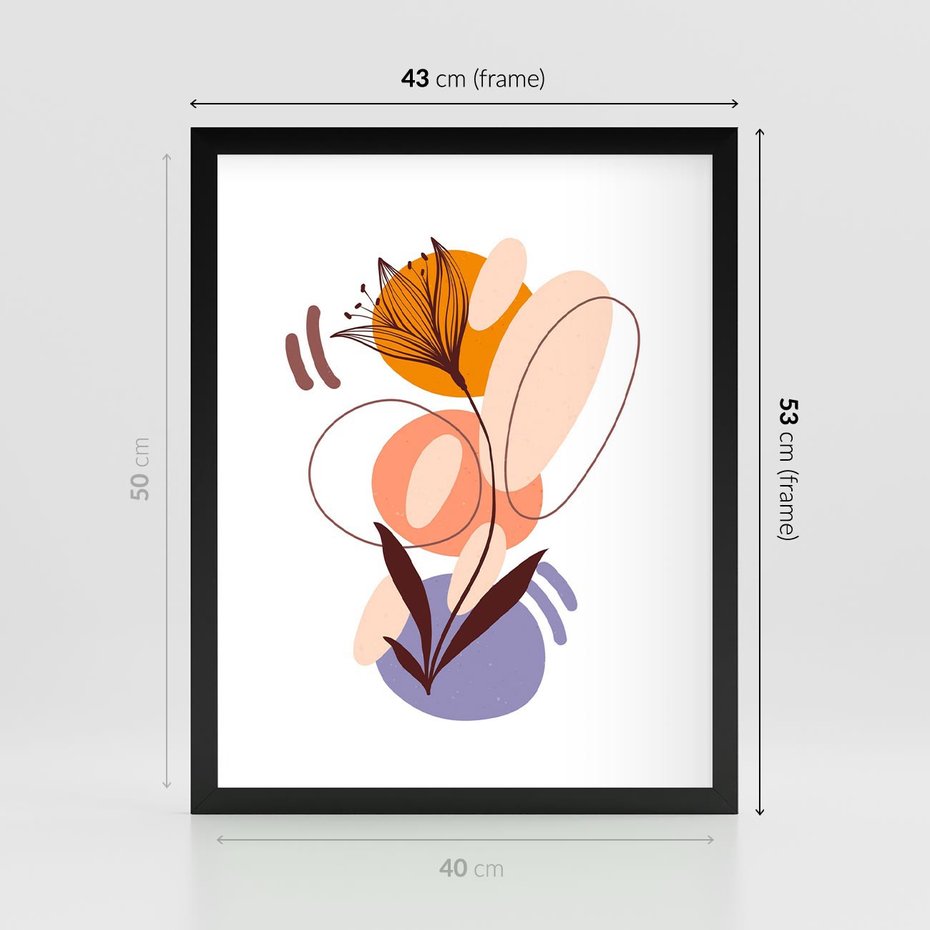 Plakat w ramie 40x50 - Kwiatowa Impresja - abstrakcyjna sztuka, plamy - rama czarna