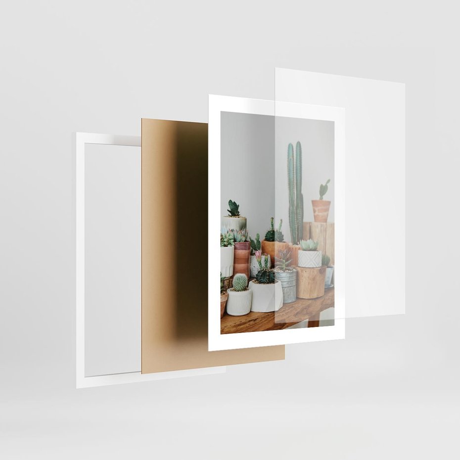 Plakat w ramie 30x40 - Kaktusowa Galeria w Doniczkach - kaktusy w doniczkach, fotografia - rama biała