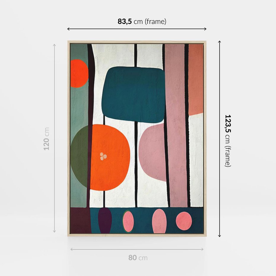 Obraz w ramie 80x120 - Migotliwa Aura Serca - abstrakcyjny obraz olejny, dziwne formy - rama drewno