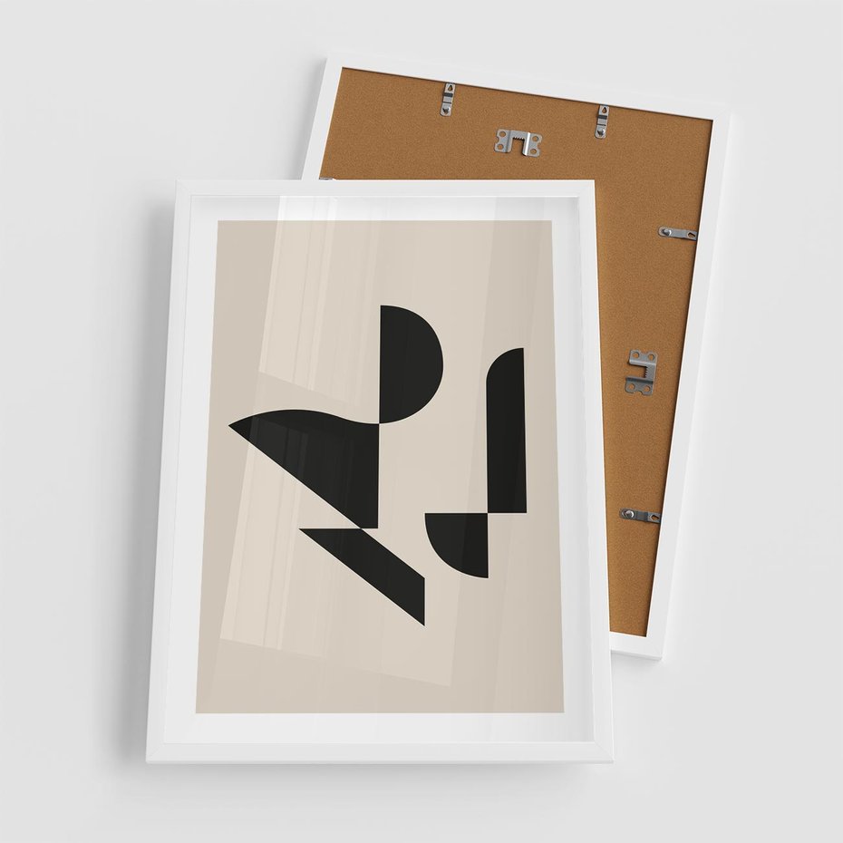 Plakat w ramie 50x70 - Rozkwitająca Abstrakcja - abstrakcyjne geometryczne kształty, minimalizm - rama biała