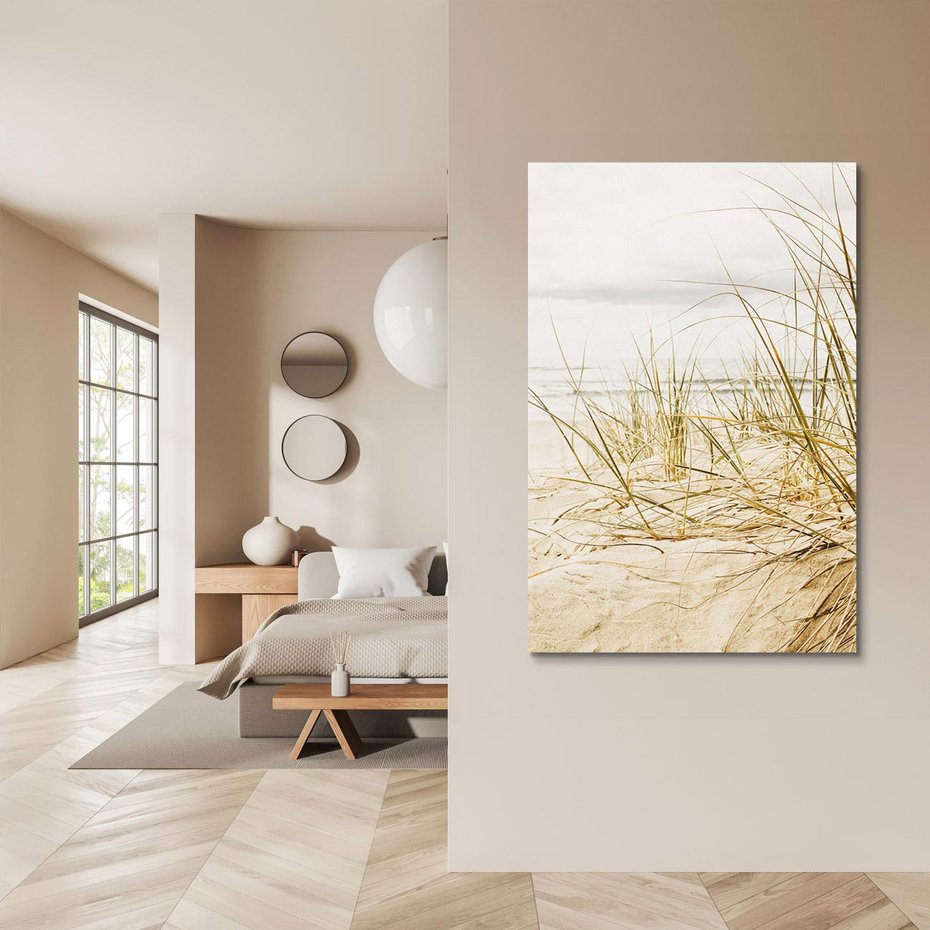 Obraz na płótnie 70x100 - Oaza nad morzem: plaża i roślinność - plaża, morze