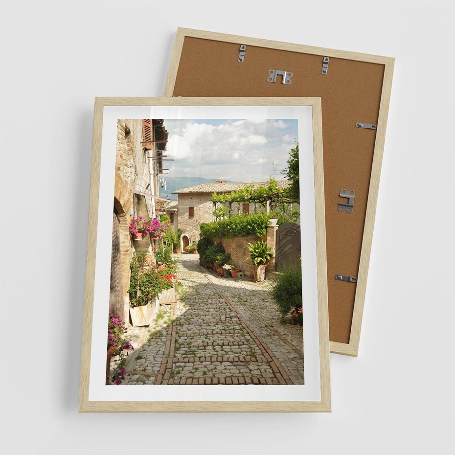 Plakat w ramie 50x70 - Włoskie Uliczki - włoska, uliczka - rama drewno