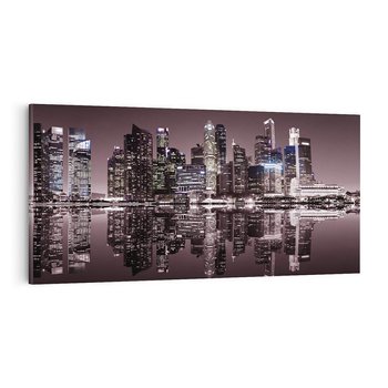 Obraz na płótnie 120x60 - Miejskie światła ożywiające nocne niebos - Singapur, miasto