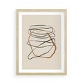 Plakat w ramie 50x70 - Bezczasowe Kontury - abstrakcyjne linie, zaplątane - rama drewno