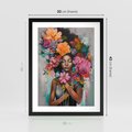 Plakat w ramie 30x40 - Z Głową w Kwiatach - obraz olejny, sztuka nowoczesna - rama czarna