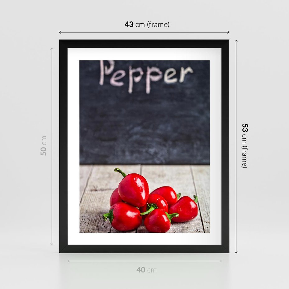 Plakat w ramie 40x50 - Eksploracja smaków - papryka, kuchnia - rama czarna