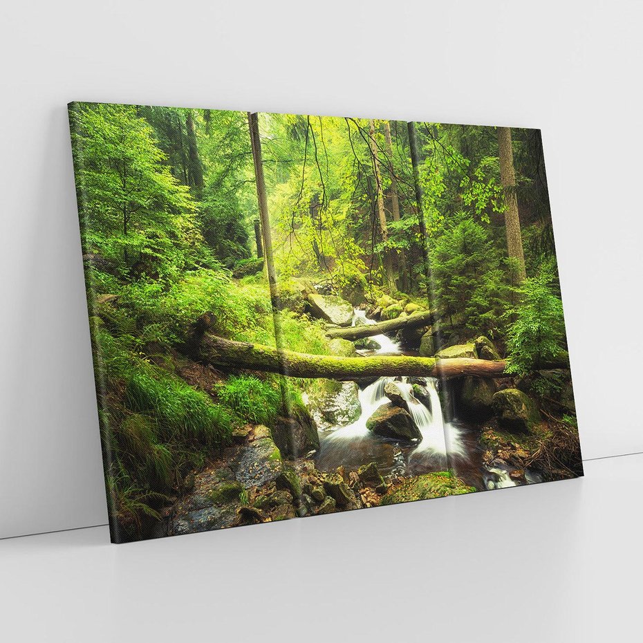 Obraz na płótnie 120x80 - Magiczny Strumień w Lesie - strumień, las