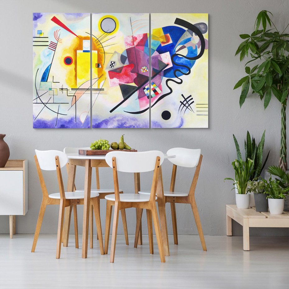 Obraz na płótnie 120x80 - "Żółty-Czerwony-Niebieski" Wassily Kandinsky - Reprodukcja - reprodukcja, obraz na płótnie