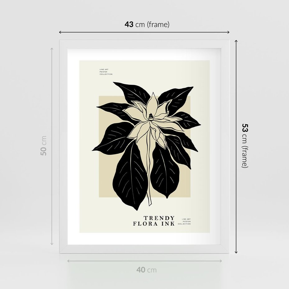 Plakat w ramie 40x50 - Melancholia przerywanych linii - wiaty, typografia - rama biała