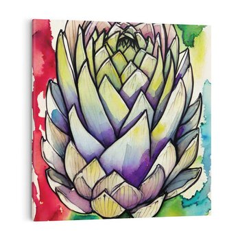 Obraz na płótnie 80x80 - Zamknięte w Roślinie - abstrakcja, akwarela