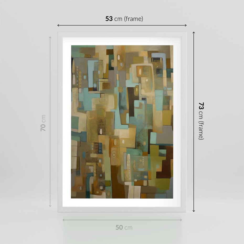 Plakat w ramie 50x70 - Kolorowe Wyobrażenia - abstrakcyjny obraz, mnogość kolorów - rama biała