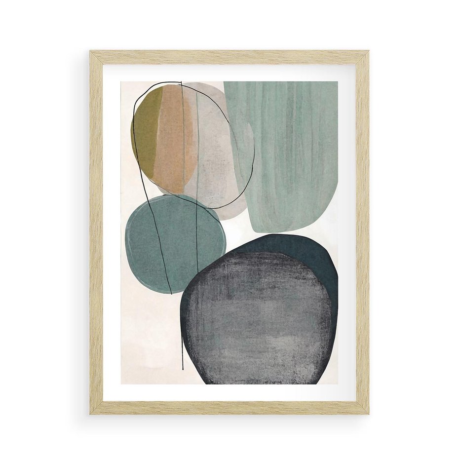 Plakat w ramie 50x70 - Plama za Plamą - abstrakcyjny obraz olejny, plamy - rama drewno