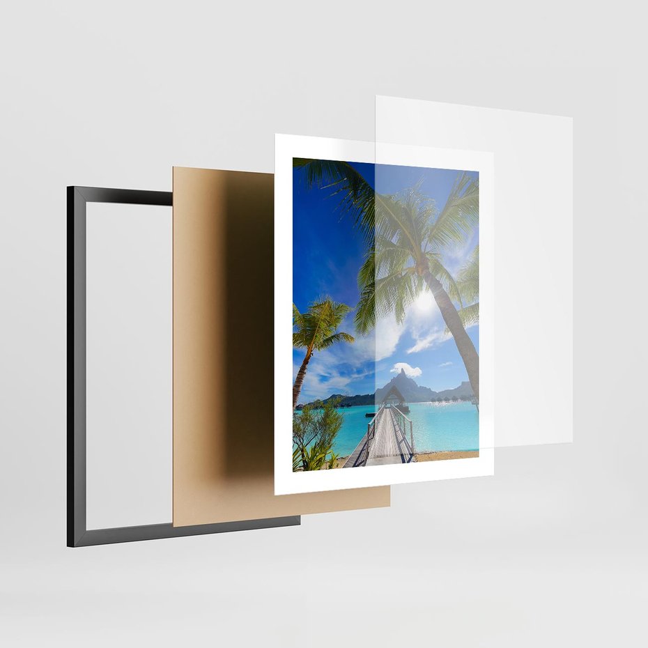 Plakat w ramie 40x50 - Tropikalne palmy nad oceanem - palmy, ocean - rama czarna