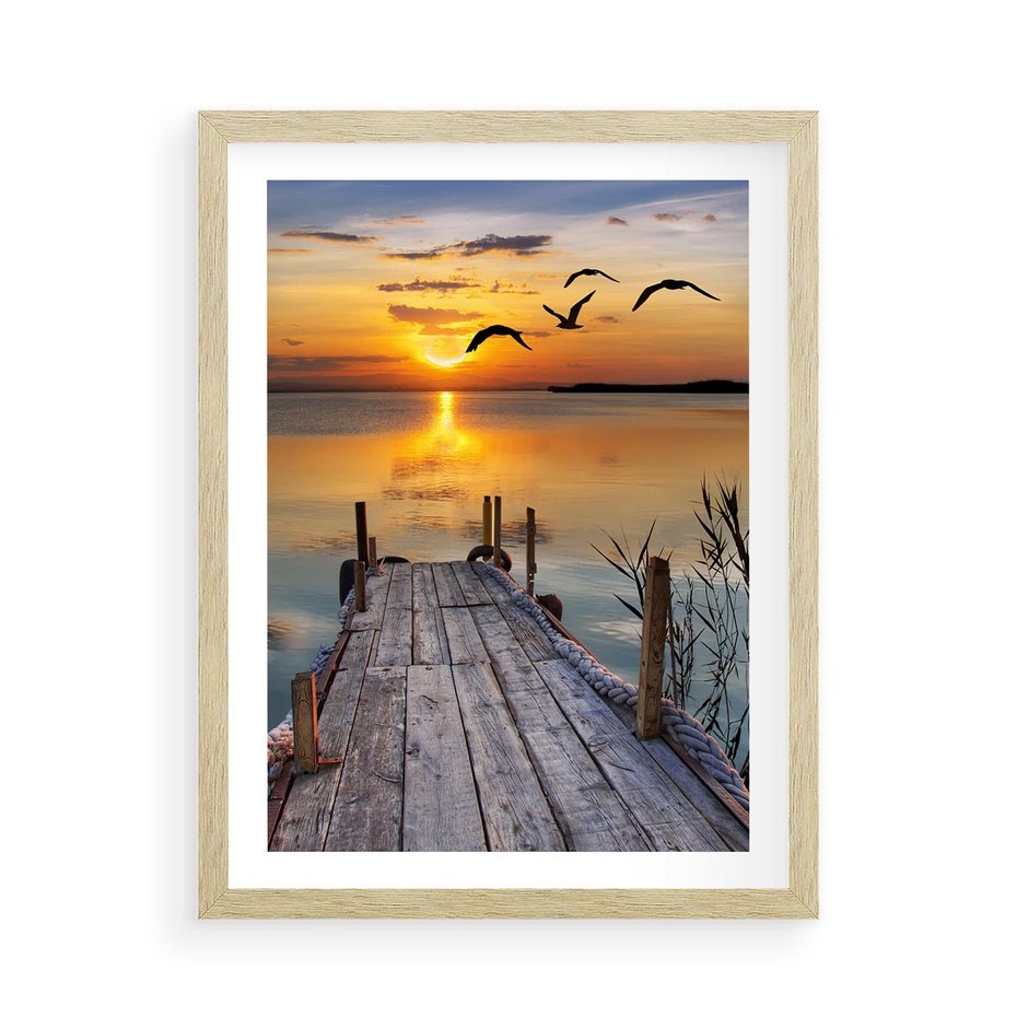 Plakat w ramie 50x70 - Magia zachodu słońca - zachód, słońca - rama drewno