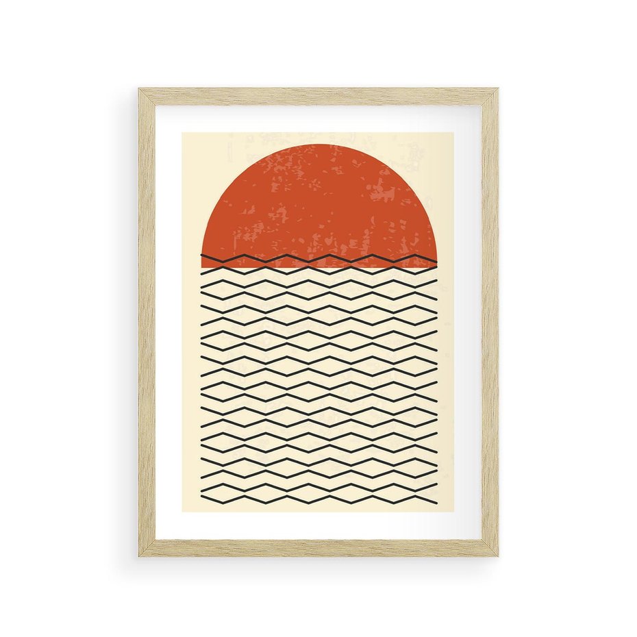Plakat w ramie 30x40 - Abstrakcyjne Wzory na Plakacie - geometryczna sztuka, nowoczesny plakat - rama drewno
