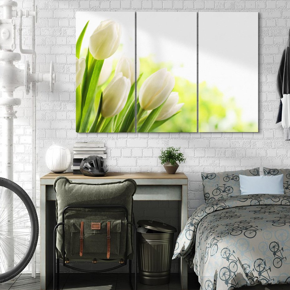 Obraz na płótnie 120x80 - delikatność kwiatów - tulipany, kwiat