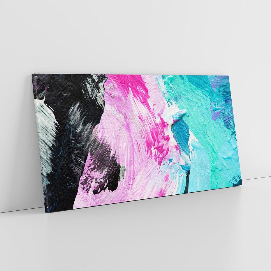 Obraz na płótnie 140x70 - Kolorowy rój wyobraźni - rozlane kolorowe farby olejne, abstrakcja