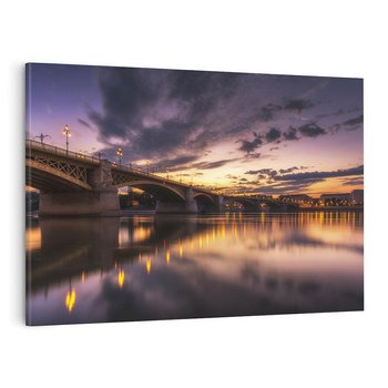 Obraz na płótnie 70x50 - Most nocą - Miasto nad rzeką - most, noc