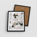 Plakat w ramie 40x50 - Modne Białe Kwiaty - białe kwiaty, płatki - rama czarna