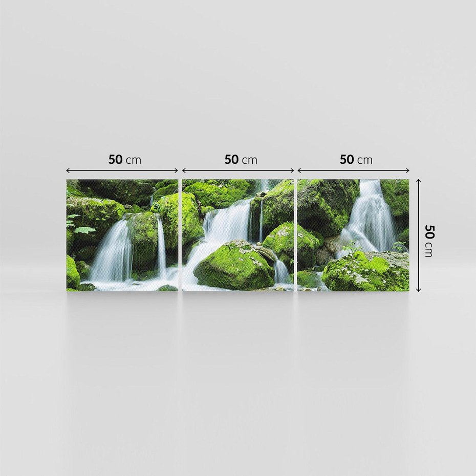 Obraz na płótnie 150x50 - Spokojny wodospad w lesie nad rzeką - wodospad, las