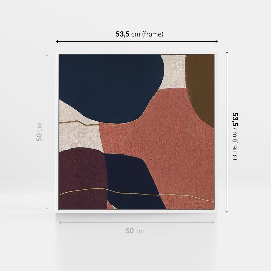 Obraz w ramie 50x50 - Abstrakt Marsala - nieregularne plamy, kształty - rama biała