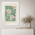 Plakat w ramie 30x40 - Migocące Wzory - abstrakcyjna kompozycja, paprocie - rama biała