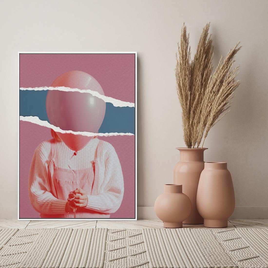 Obraz w ramie 80x120 - Kolaż Wyobraźni - kolaż zdjęć, styl retro - rama biała
