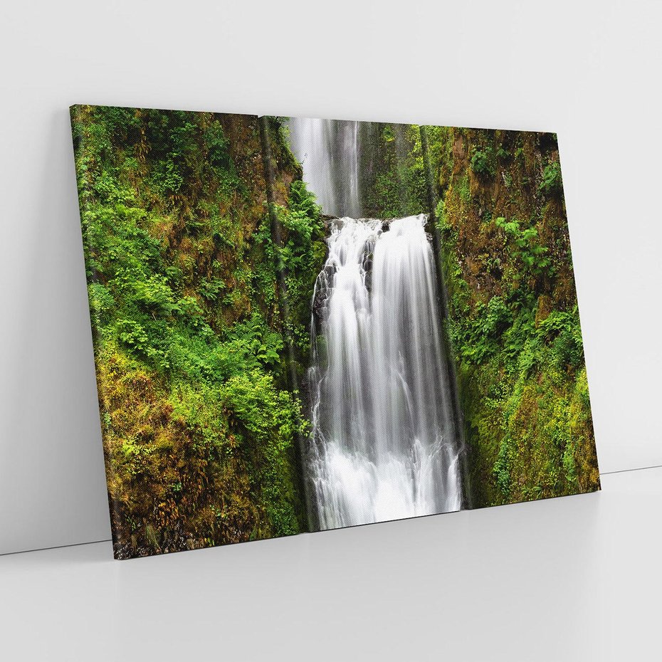 Obraz na płótnie 120x80 - Siła i Urok Natury - wodospad, las