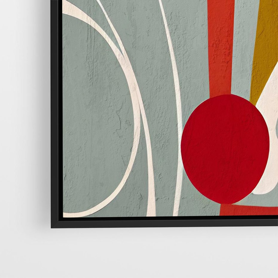 Obraz w ramie 50x50 - Harmonia Kolorowych Impulsów - abstrakcyjny obraz olejny, dziwne formy - rama czarna