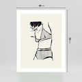 Plakat bez ramy 40x50 - Minimalistyczny Urok - szkic, kobieta w bieliźnie