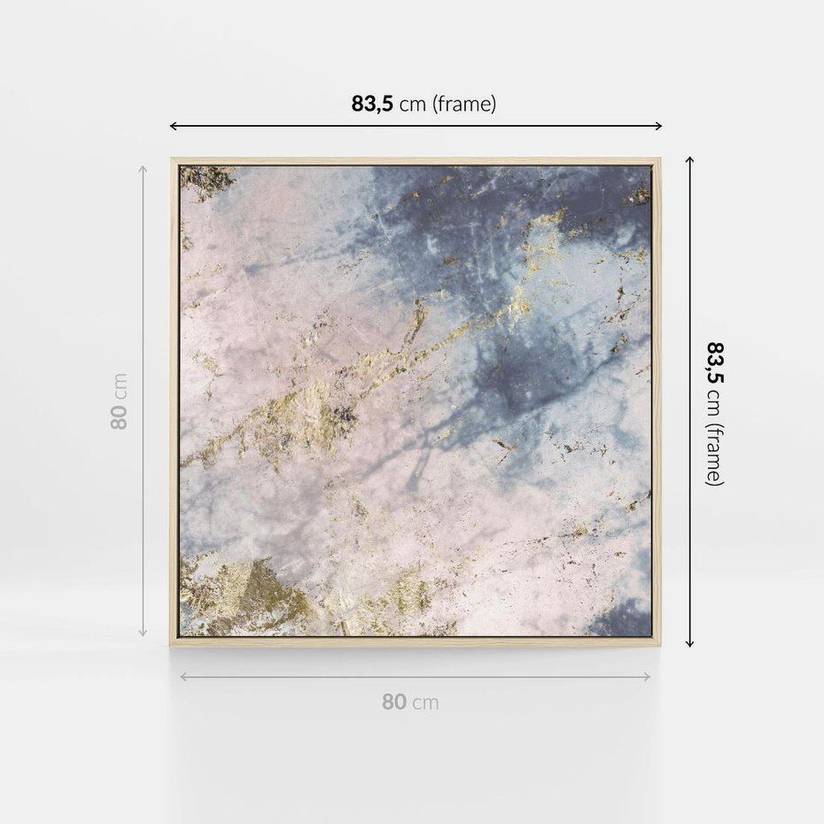 Obraz w ramie 80x80 - Luksusowa Dekoracja - marmur, złoto - rama drewno