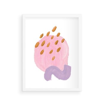 Plakat w ramie 50x70 - Migoczące Pastelowe Kształty - akwarela, minimalizm - rama biała