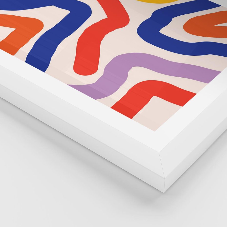 Plakat w ramie 50x70 - Intrygujące Widzenia - abstrakcyjny kolorowy obraz, kolorowe linie - rama biała