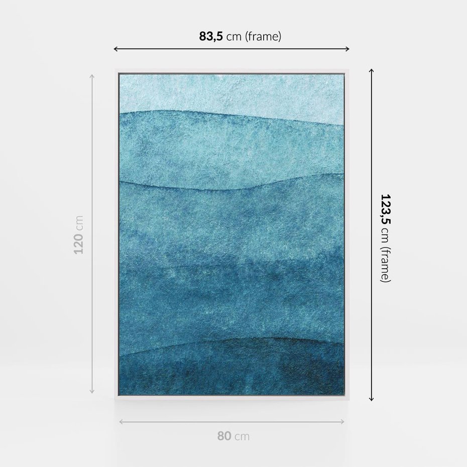 Obraz w ramie 80x120 - Kolorowe fale akwareli - akwarela, fale - rama biała