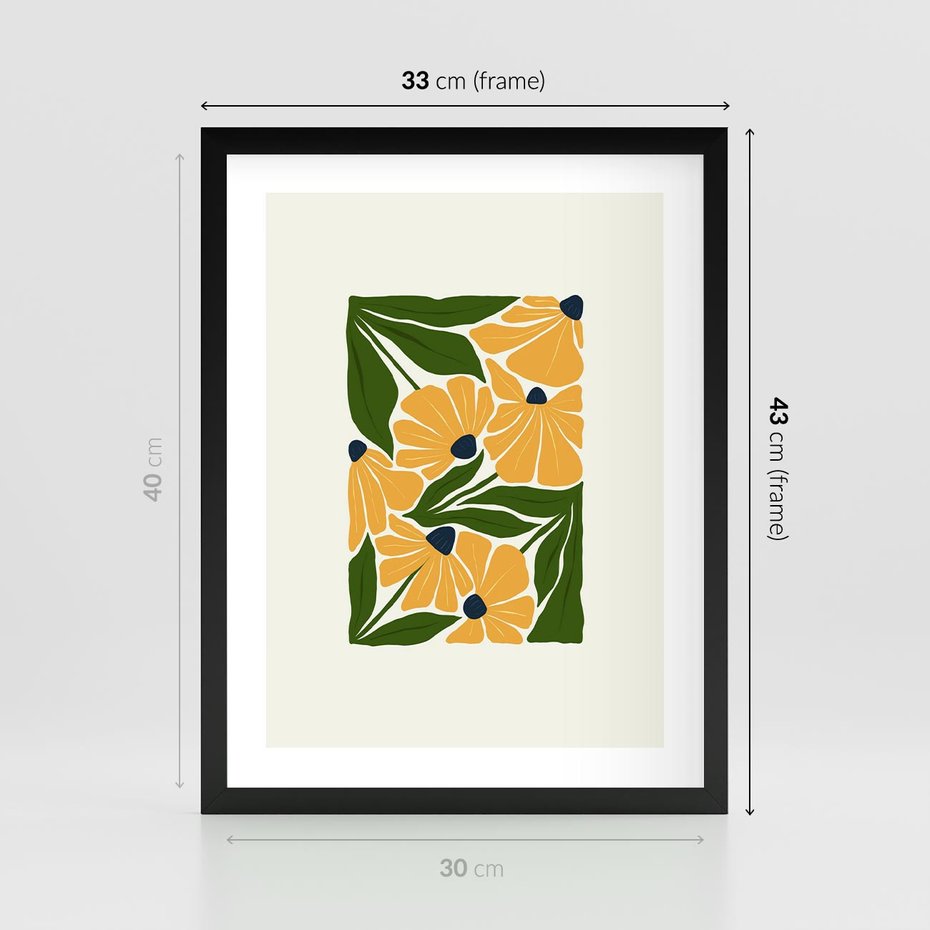 Plakat w ramie 30x40 - Abstrakcyjne Echa - kwiaty, rośliny - rama czarna