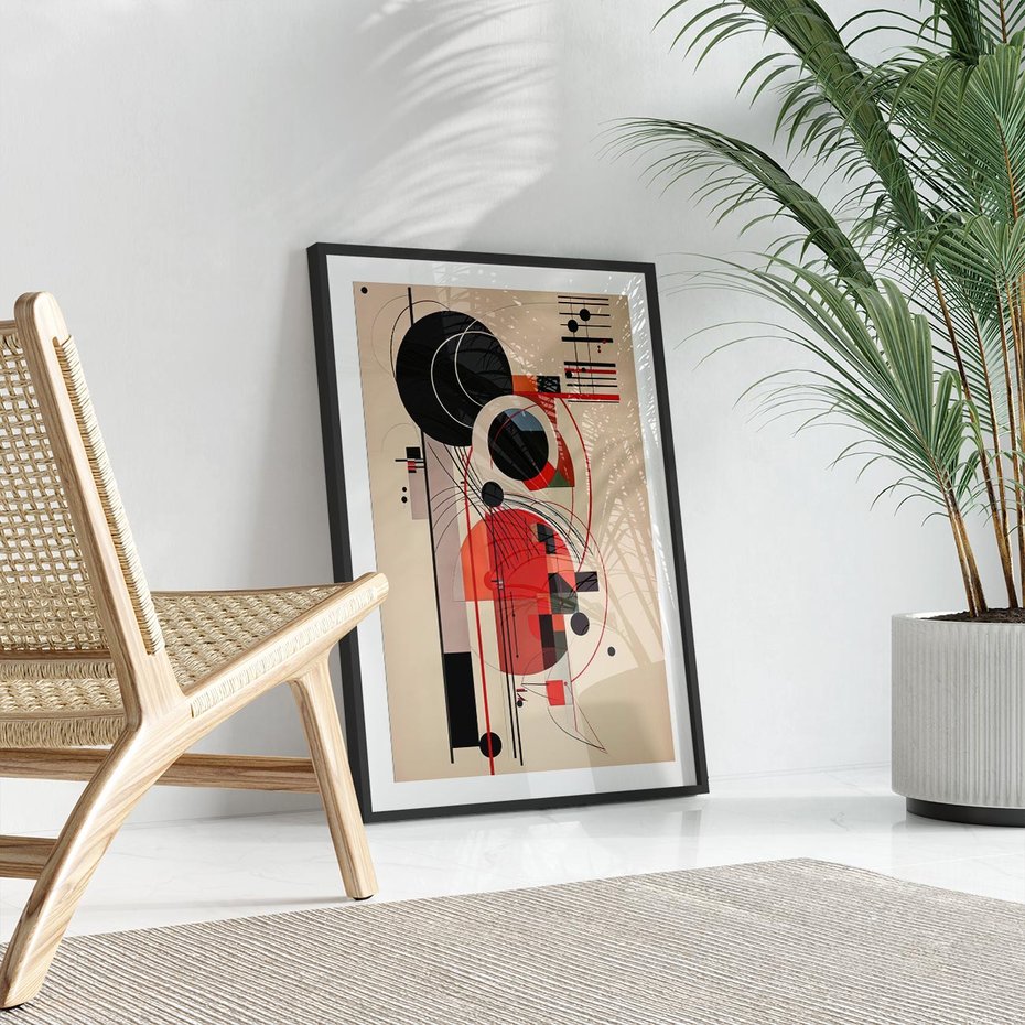 Plakat w ramie 30x40 - Rozbijające Granice Dźwięku - modernistyczny obraz, styl bauhaus - rama czarna