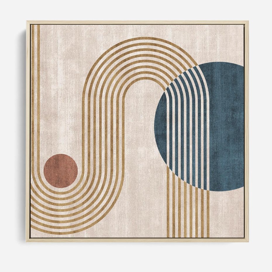 Obraz w ramie 50x50 - Melodia ukrytych snów - retro grafika, styl mid-century - rama drewno