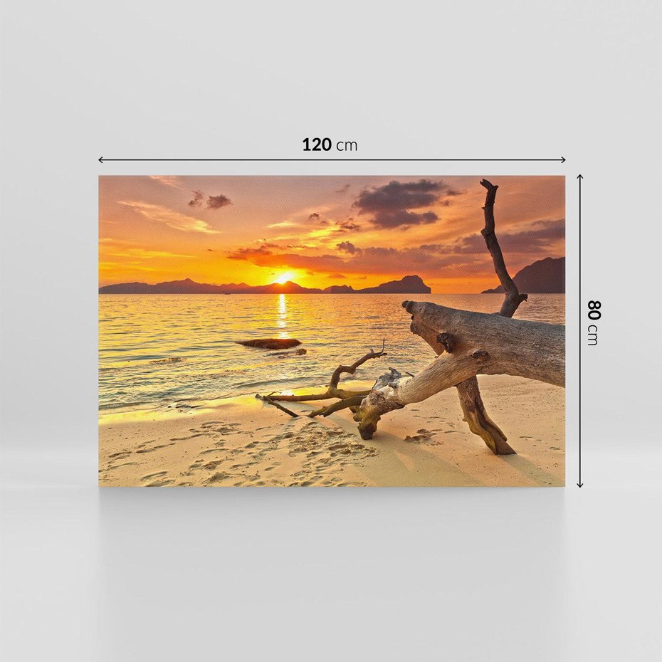 Obraz na płótnie 120x80 - Magia zachodu słońca nad morzem - plaża, morze