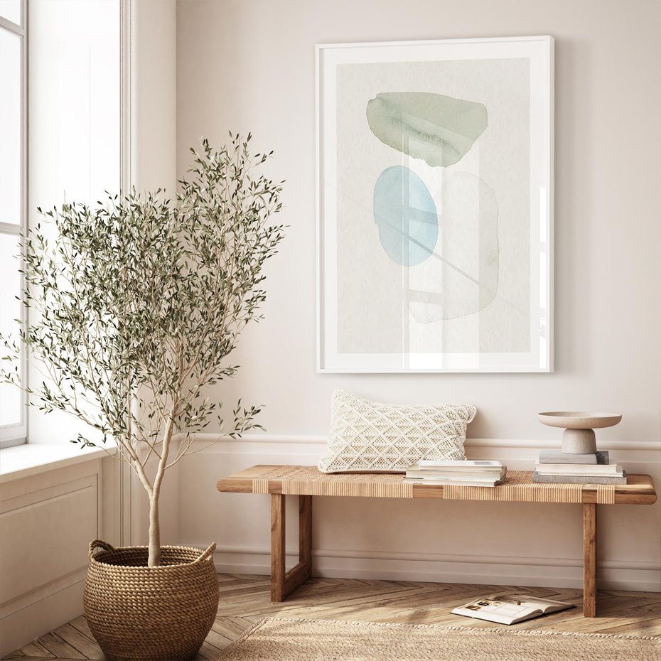 Plakat bez ramy 40x50 - Akwarelowa Symfonia Natury - abstrakcyjne delikatne plamy, akwarelowe