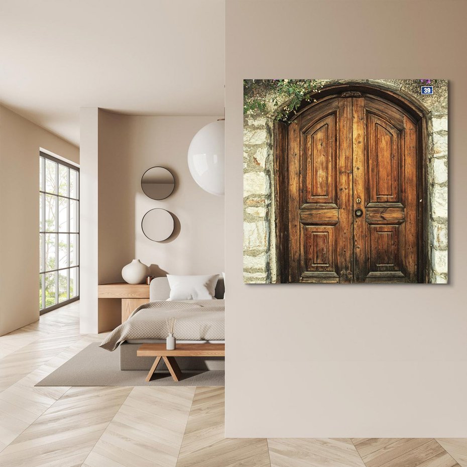 Obraz na płótnie 40x40 - Tajemnicze stare drzwi - stare, drzwi