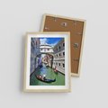Plakat w ramie 30x40 - Romantyczna gondola w Wenecji - Wenecja, gondola - rama drewno