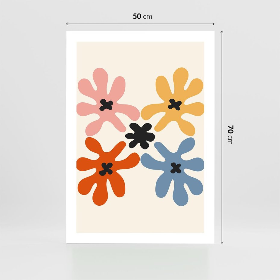 Plakat bez ramy 50x70 - Taniec Akwareli - abstrakcyjne wielokolorowe kwiaty, minimalizm