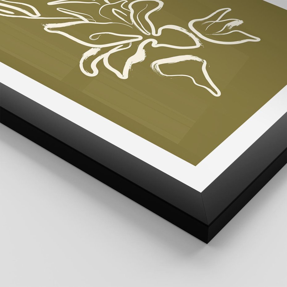 Plakat w ramie 50x70 - Przenikające Barwy - abstrakcyjna roślina, kwiaty - rama czarna