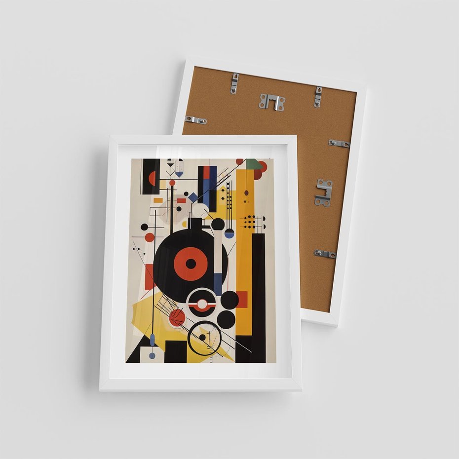 Plakat w ramie 30x40 - Wnętrza Refleksyjnego Światła - modernistyczny obraz, styl bauhaus - rama biała