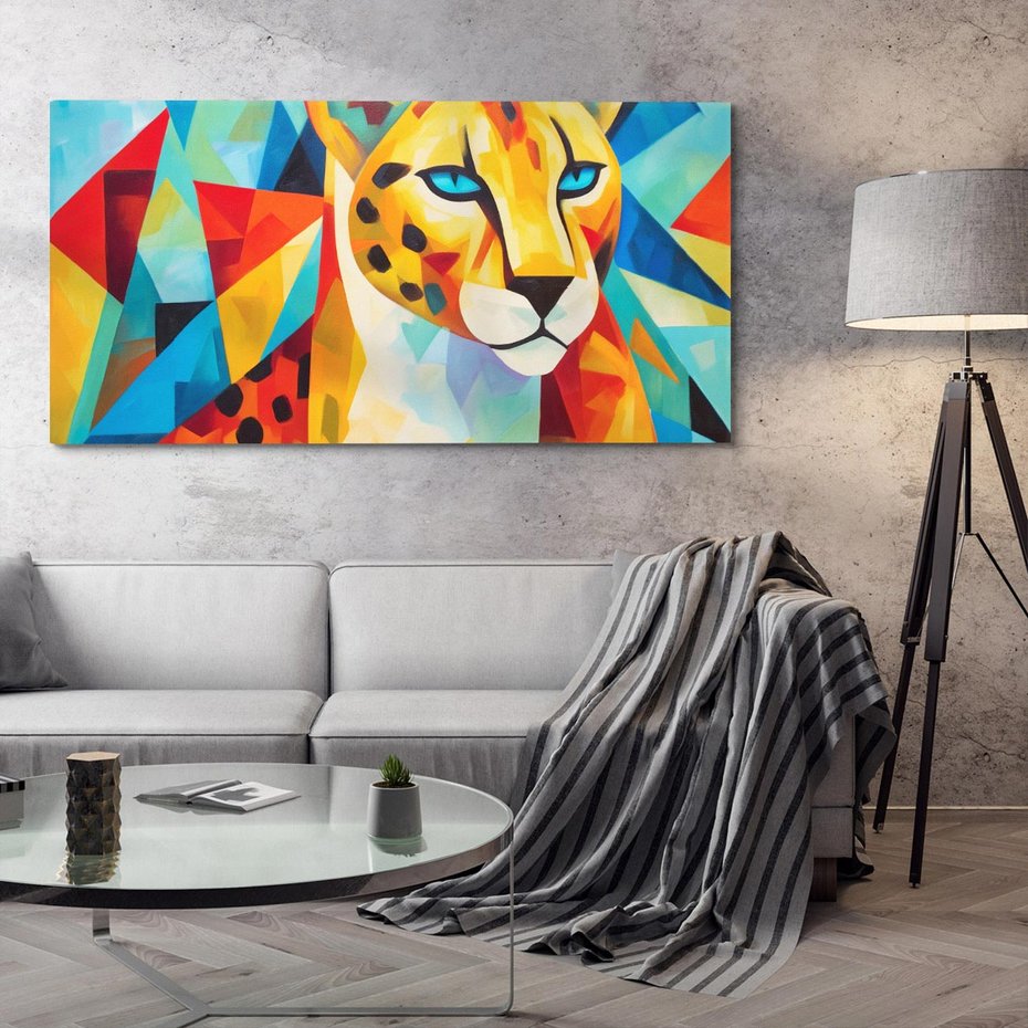Obraz na płótnie 100x50 - Dzikie Piękno - abstrakcyjny portret geparda, intensywne kolory