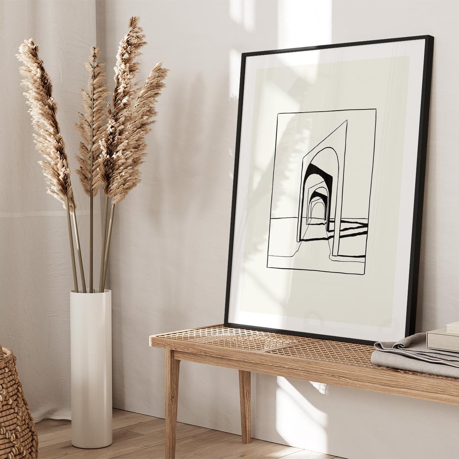 Plakat w ramie 30x40 - Poezja światła i cienia - nowoczesna sztuka, minimalistyczny styl - rama czarna